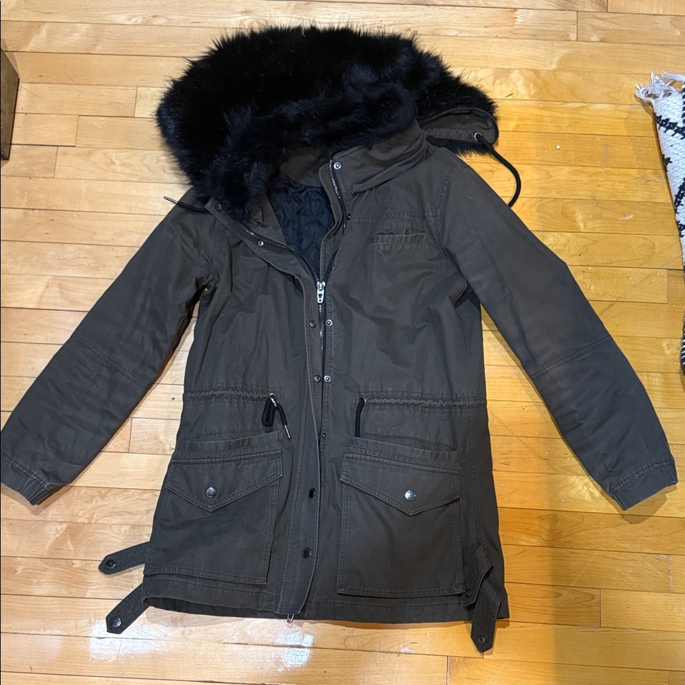 Blank NYC Olive Fur-Trimmed Parka